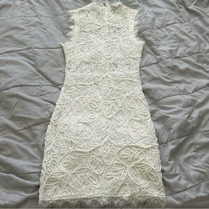 Off white mock neck dress